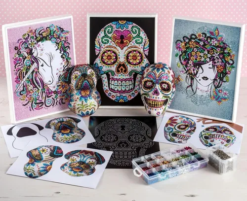 Vista 4 de Kit de fotos de arte de lentejuelas y calavera de azúcar, manualidades creativas para adultos y niños