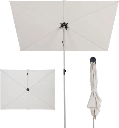 Vista 8 de Grand patio - Sombrilla de balcón, JENA 6x4 pies, sombrilla exterior con dosel plano rectangular versátil para patio con perilla giratoria de 360