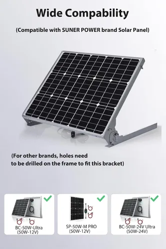Vista 5 de SUNER POWE - Soportes de montaje en panel solar ajustables de 50 W, soportes inclinables de montaje plegables para pared, techo, caravana y sistema