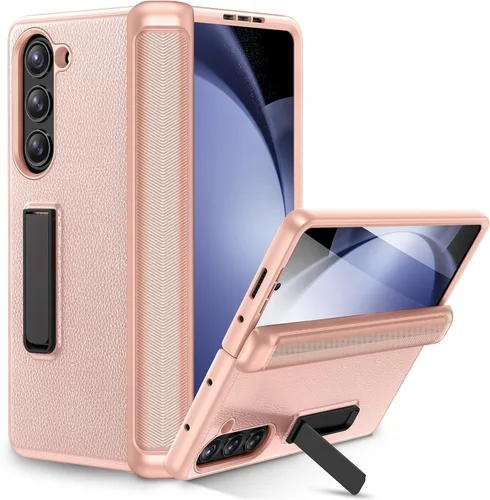 Vista 10 de Ruky Funda para Galaxy Z Fold 5 con protección de bisagra, carcasa de cuerpo completo con soporte magnético integrado y protector de pantalla