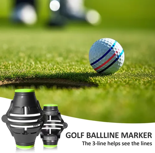 Vista 7 de Paquete de 1 marcador de pelota de golf de triple línea de 360°, herramienta de marcador de línea de pelota de golf, plantilla de marcador de pelota