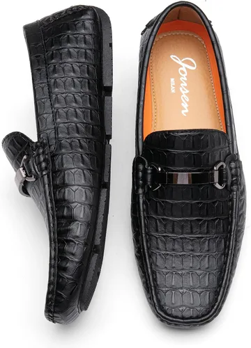Vista 4 de Jousen Mocasines para hombre, estampado de cocodrilo, zapatos casuales para hombre
