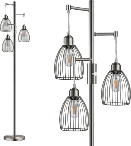 Vista 15 de Torondo Lámpara de pie regulable, lámparas de pie industriales para sala de estar, lámpara de árbol marrón lámpara de pie lámparas altas con 3