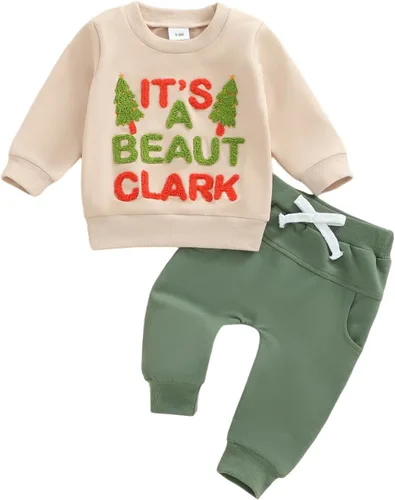 Vista 21 de Conjunto de Navidad para bebé niño con camisa divertida larga y pantalón conjunto de ropa de primera Navidad para niños de 6 a 12, 18, 24 meses 2T