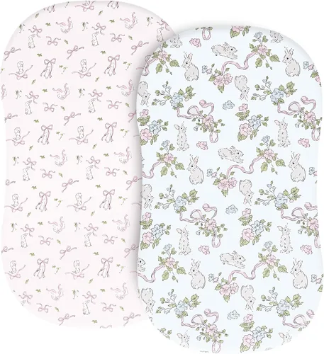 Vista 25 de PHF Juego de sábanas de moisés suave, paquete de 2 sábanas sedosas, cómodas y transpirables para bebés niños y niñas, ajuste universal para la Castle
