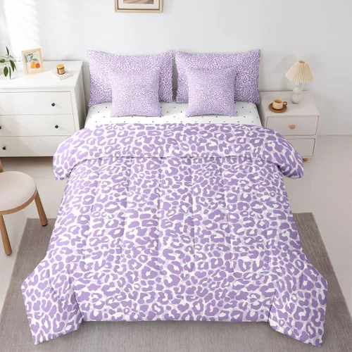 Vista 18 de Erosebridal Juego de edredón de 7 piezas con estampado de leopardo, tamaño Queen, juego de ropa de cama súper suave con estampado de guepardo, juego