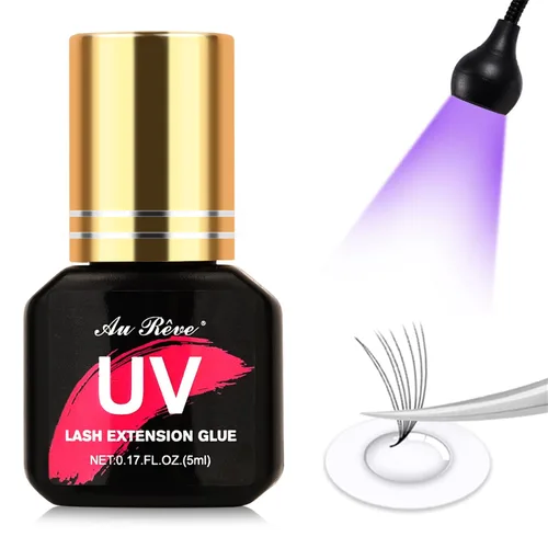 Vista 6 de Pegamento de extensión de pestañas UV – 0.1 onzas líquidas de curado por luz, pegamento extra fuerte para pestañas UV, adhesivo de 1 segundo