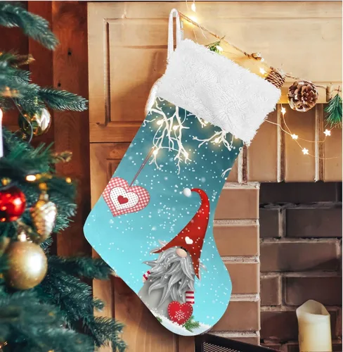 Vista 9 de ALAZA Calcetines de Navidad, copos de nieve, clásicos de invierno, decoraciones de calcetines grandes personalizados para la temporada de vacaciones