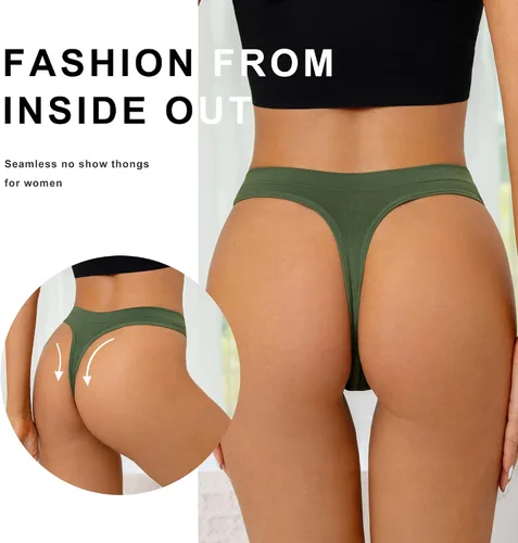 Vista 2 de SHARICCA Tanga sin costuras para mujer, sexy, transpirable, no se ve, ropa interior para mujer, paquete múltiple