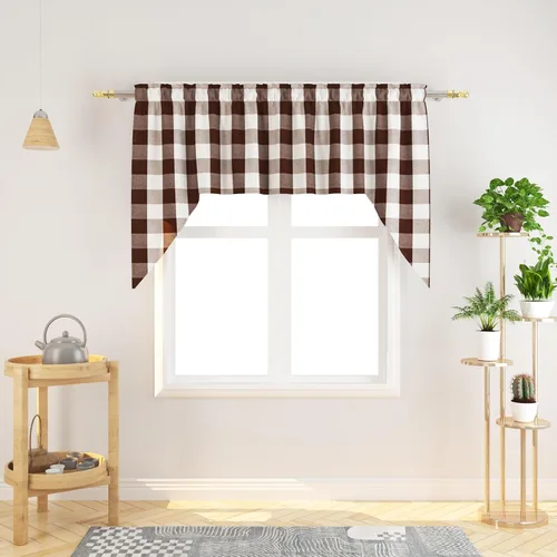 Vista 144 de Cenefas de cortina para ventana de 16 pulgadas de largo, 2 paneles de cuadros búfalo, cortinas pequeñas con bolsillo para barra, estilo clásico