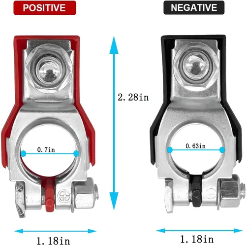 Vista 2 de 2 piezas de conectores de terminal de batería universales con abrazaderas de poste superior, abrazadera de terminal de batería positiva y negativa