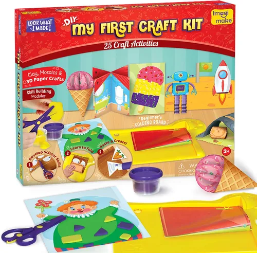 Vista 12 de Kit de manualidades Imagimake - Artes y manualidades para niños de 5 años en adelante - Arcilla de secado al aire, papel para quilling, arte