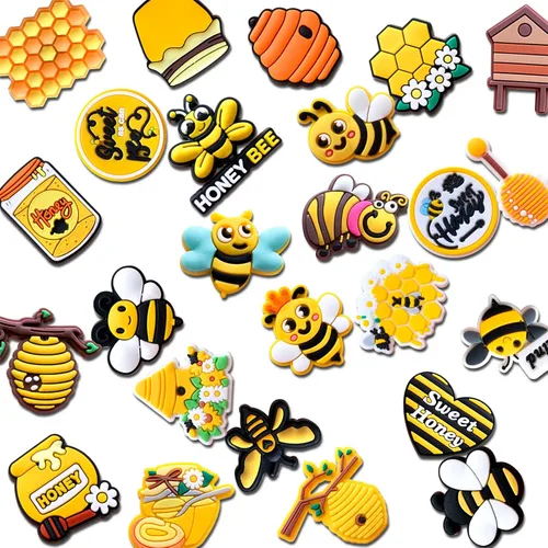 Vista 2 de Fohiahfce 25 dijes para zapatos de abeja para decoración de zuecos, sandalias y zapatos, accesorios de abejorro de miel, dijes para niños, niñas
