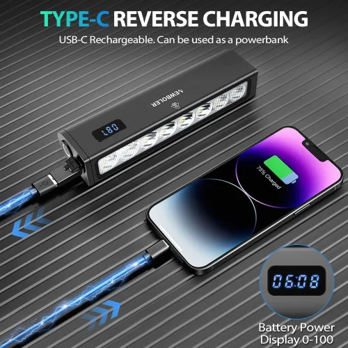 Vista 5 de Luces de bicicleta, luz de bicicleta de 4800 lúmenes con 4 modos, 14000 mAh USB-C recargable luz de bicicleta para bicicleta para conducción