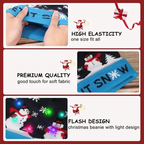 Vista 2 de Luz LED para arriba gorro de punto, gorro colorido LED Navidad Navidad