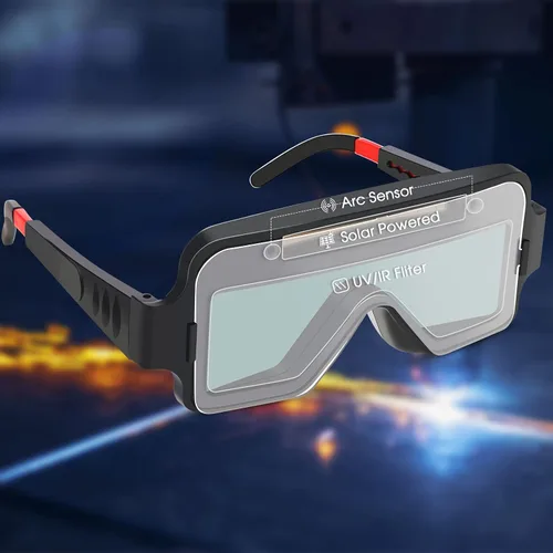 Vista 5 de Leumoi 2 gafas de soldadura de oscurecimiento automático, gafas de soldadura alimentadas por energía solar, 2 sensores, de seguridad, atenuación
