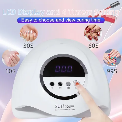 Vista 3 de Lámpara de uñas LED UV con 72 cuentas, lámparas de curado de uñas de 320 W para esmalte de gel con sensor automático/4 ajustes de temporizador