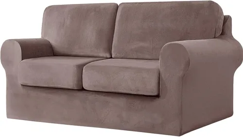Vista 14 de vctops Funda elástica de terciopelo para sofá de 3 plazas, 7 piezas, suave, lavable, con respaldo individual y fundas de cojín para niños, gatos