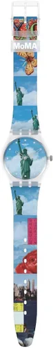 Vista 2 de Swatch Gent Correa de silicona de cuarzo estándar azul 16 reloj casual modelo GZ351