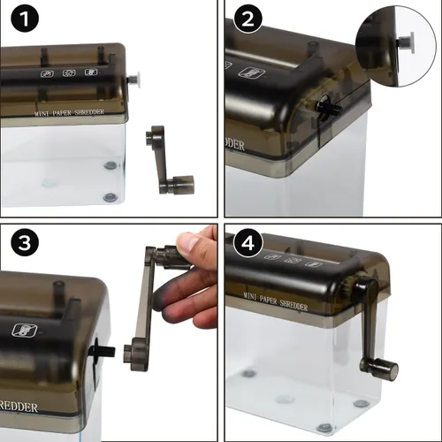 Vista 4 de JIKIOU Mini trituradora de mano portátil trituradora de papel manual trituradora de documentos herramienta de corte de papel para el hogar oficina
