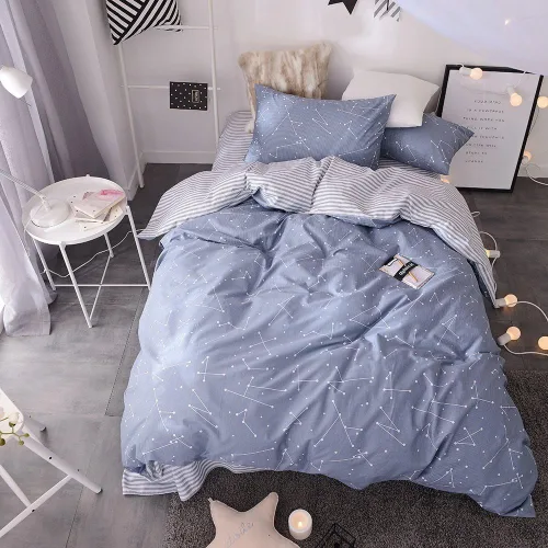 Vista 14 de VCLIFE - Juego de funda de edredón de algodón para cama individual, matrimonial, Queen, King, moderno, geométrico, juego de ropa de cama gris