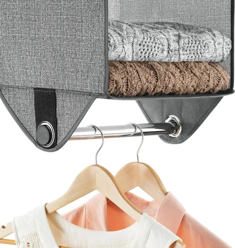Vista 4 de Whitmor Organizador de armario de 2 secciones - Crosshatch Gris Gris claro + gris oscuro