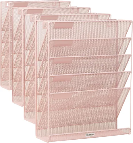 Vista 15 de Mind Reader Almacenamiento vertical de archivos de 5 niveles, organizador de escritorio, montaje en pared, oficina, malla metálica, 12.75 pulgadas