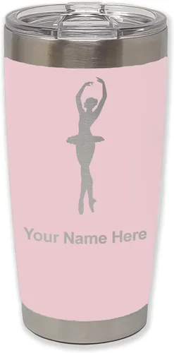 Vista 12 de LaserGram Vaso aislado al vacío de 20 onzas, bailarina de ballet, grabado personalizado incluido (negro)