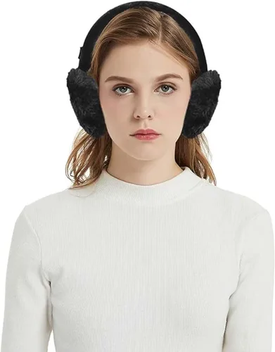 Vista 4 de Aurya Orejeras - Orejeras Clásicas Unisex para Calentar las Orejas para Invierno al Aire Libre para Mujeres Negro