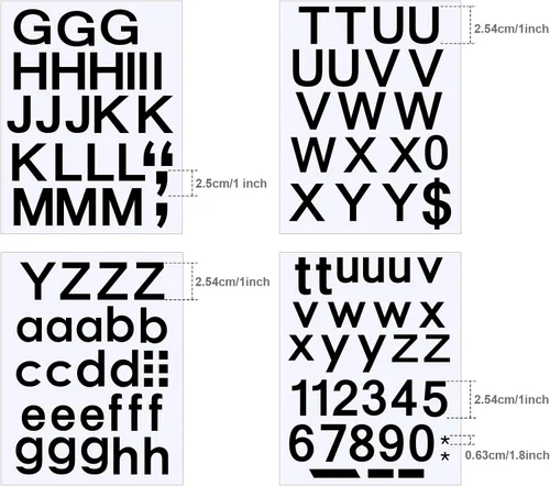 Vista 2 de Outus 8 hojas de calcomanías de letras de vinilo, autoadhesivas, números para buzón, letras del alfabeto, para medias de Navidad, álbumes de Negro
