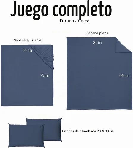 Vista 5 de Northwest Ashford Home Essentials Bedding - Juego de sábanas de 4 piezas, tamaño Full, Azul Estate