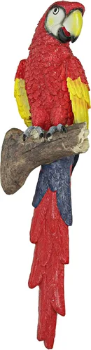 Vista 2 de Zeckos Escultura de pared de resina de loro guacamayo escarlata, 18 pulgadas