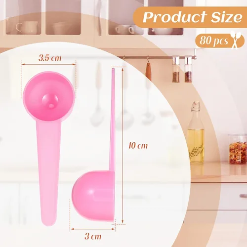 Vista 2 de Meanplan - Cucharas medidoras de plástico con mango (0.7 onzas líquidas, 20 cc 1.33 cucharadas 4 cucharaditas) cucharadita de café para medir