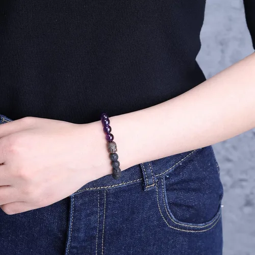 Vista 3 de COAI Pulsera de oración para hombre y mujer, Piedra, ónix