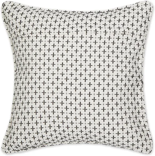 Vista 2 de DII Colección de fundas de almohada, algodón reciclado, cremallera oculta, 18x18, Dobby Plus, blanco roto, 2 piezas