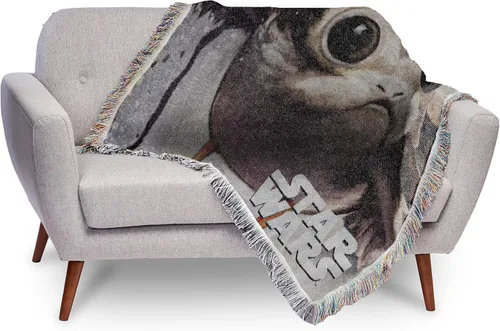 Vista 4 de Northwest Manta tejida de tapiz de Star Wars, 48 x 60 pulgadas, alimenta a los porgs