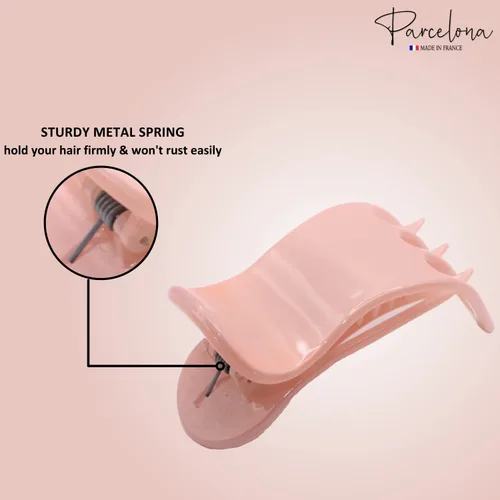 Vista 3 de Parcelona French Simply Bear Paw Medium 3 pulgadas Celuloide antideslizante lateral deslizante en la mandíbula Yoga para cabello fino moda