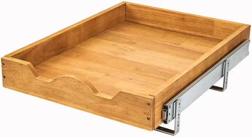 Vista 7 de DINDON Organizador de cajón extraíble para armario (11" ancho x 18" profundidad) 1 nivel, cajón de estante deslizante de madera de roble para debajo