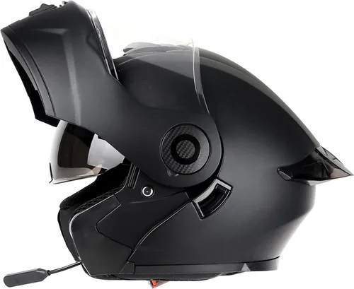Vista 5 de GDM Raptor Modular Bluetooth Casco de motocicleta abatible, negro mate