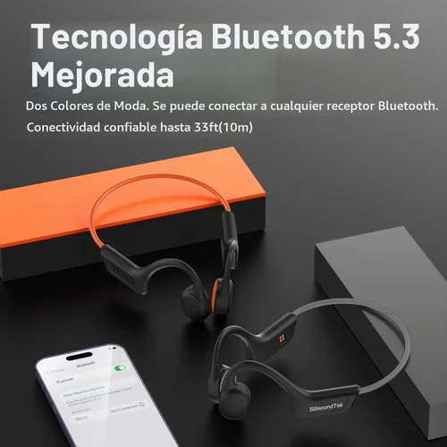 Vista 7 de Auriculares de conducción ósea Bluetooth, IPX7, impermeables, inalámbricos, auriculares abiertos, micrófono integrado, 10 horas de reproducción