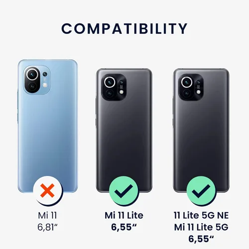 Vista 6 de kwmobile Funda cruzada compatible con Xiaomi 11 Lite (5G) NE/Mi 11 Lite (5G) - Funda de silicona TPU con correa - Verde musgo