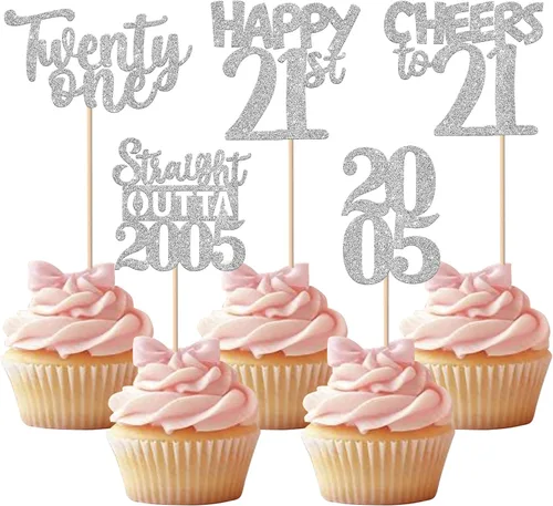 Vista 119 de 30 piezas negras para cupcakes de 10.º cumpleaños con purpurina Ten Happy 10 Straight Outta 2016 para saludos a 10 años 10 cumpleaños, boda Negro