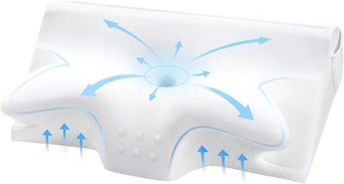Vista 9 de Almohada cervical eficaz para aliviar el dolor para dormir, almohadas de espuma viscoelástica para apoyo del cuello, almohada lateral de contorno