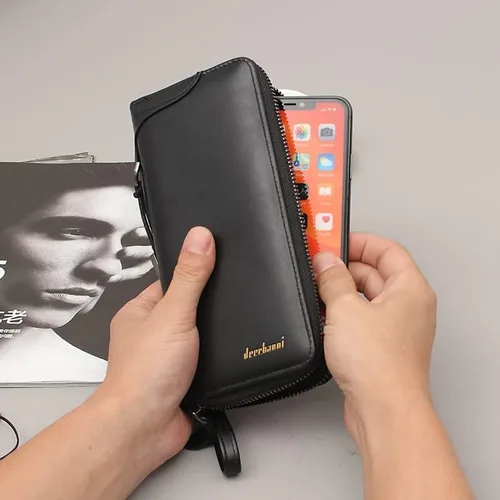 Vista 4 de LOHXA Men Wallets Business Handbag Clutch Bag Wallet Cell Phone Pocket Purse Credit Card Holder billeteras para hombre Wallet For Men (Color Black)