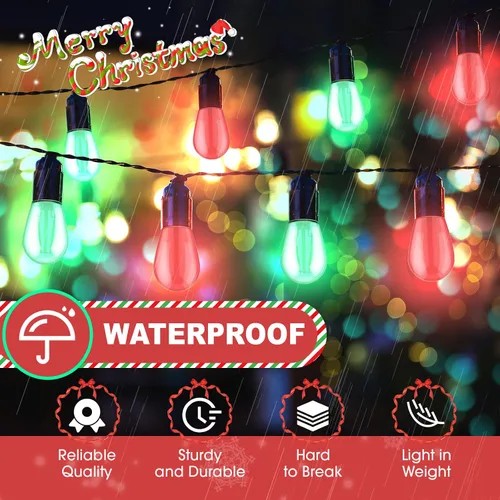Vista 4 de 25 unidades de bombillas LED S14 rojas y verdes de 2W con base E26, bombillas de Navidad de colores rojo y verde, bombillas de cadena