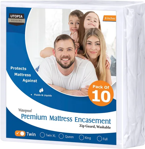 Vista 30 de Utopia Bedding Funda de colchón impermeable de alta calidad, protector de colchón individual con cremallera, 6 pulgadas de profundidad, a prueba