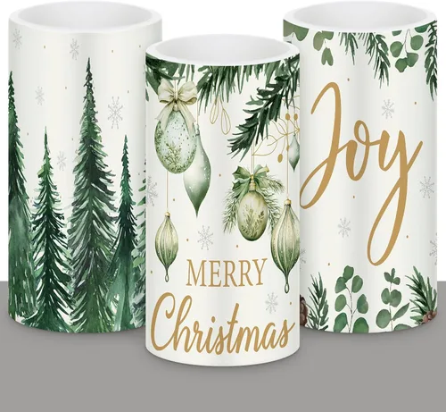 Vista 11 de Retisee 3 piezas de velas de Navidad sin llama estilo granja con control remoto, velas LED operadas a batería estilo rústico, decoración de Navidad