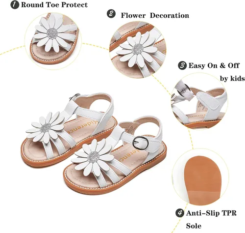 Vista 4 de Kiderence Sandalias para niñas pequeñas, zapatos de verano para niñas pequeñas