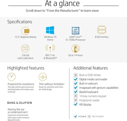 Vista 6 de HP ENVY 13-ab016nr Notebook (Intel Core i5 – 7200u, 8 GB de RAM, 256 GB SSD) con Windows 10