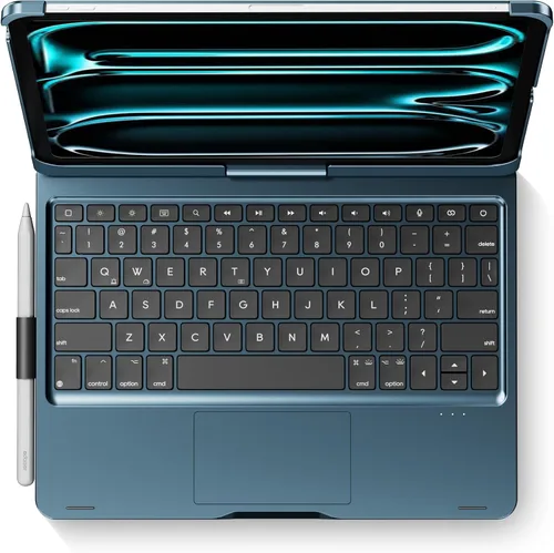 Vista 25 de edaiser Funda de teclado giratoria para Apple iPad mini 6ª 7ª generación a17 Pro, teclado Bluetooth compacto con trackpad retroiluminado RGB